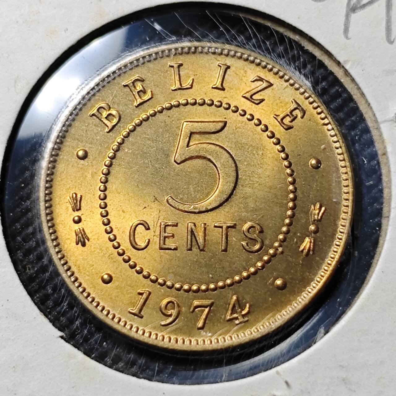 KK钱币收藏小铺  第394期  2月预留时间 周末发货 1974伯利兹5分 好品