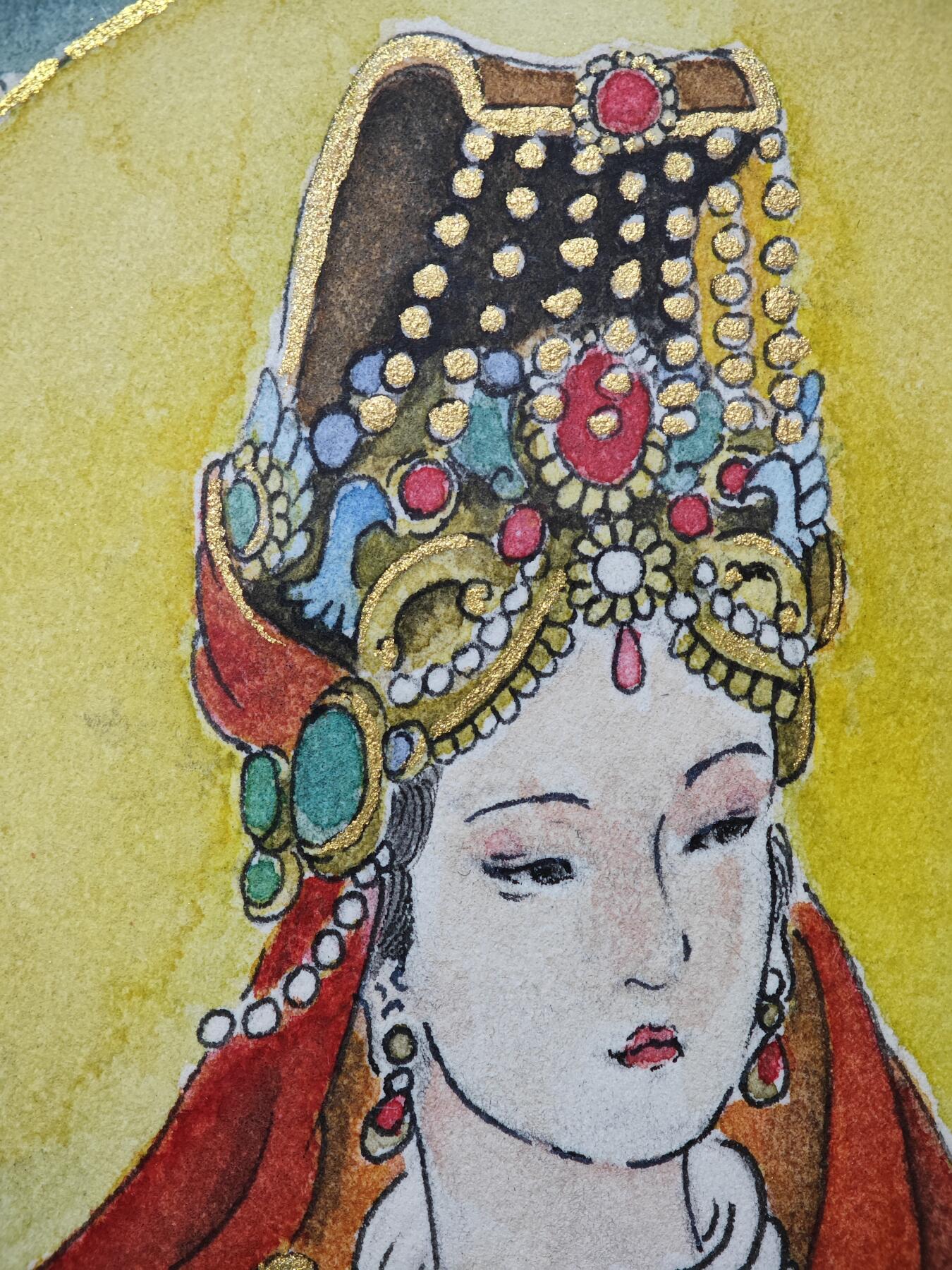 白泽拍卖卡牌手绘专场第32期（愿得长如此 年年物侯新） 2025 林白鹭手绘画 妈祖 已装框 尺寸：18.4cm*28cm  林白鹭亲签