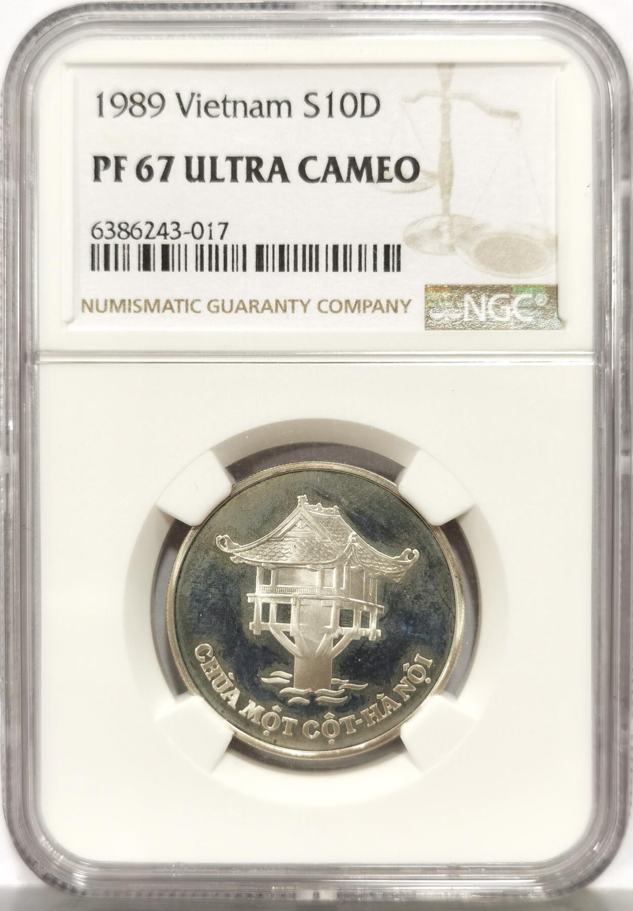博洋堂“心向春光”2月精品大拍专场暨第160期（全场包邮） NGC PF67UC 越南1989年胡志明百年纪念独柱寺10DONG精制银币，非常稀少的品种