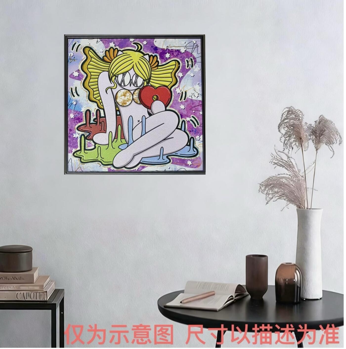 零元拍：歪歪 OWSON 系列作品装饰肌理画《十二星座-处女座》，相框尺寸35/35CM。因展品出展，镜框可能有轻微划痕，介意勿拍