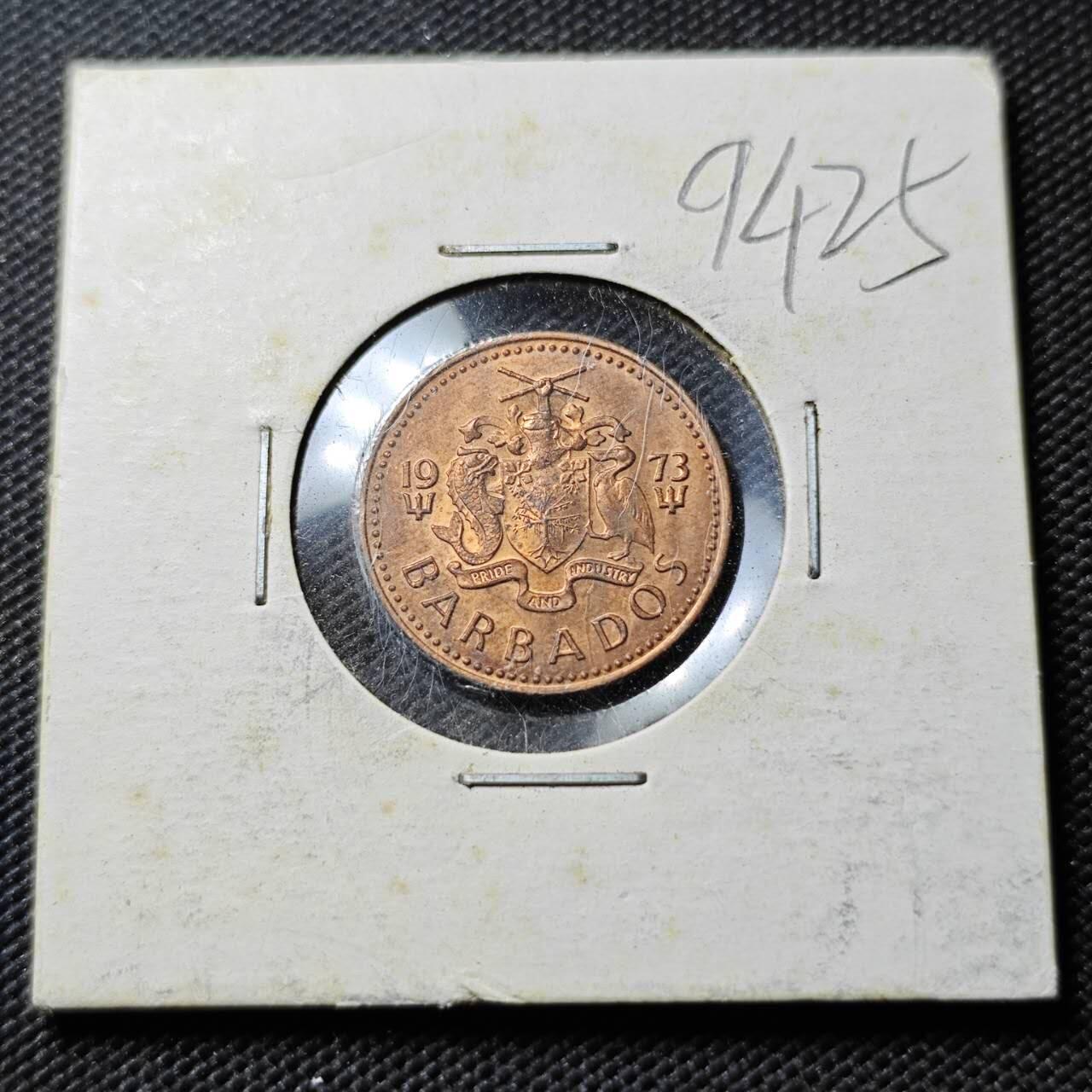 KK钱币收藏小铺  第394期  2月预留时间 周末发货 1973巴巴多斯1分 