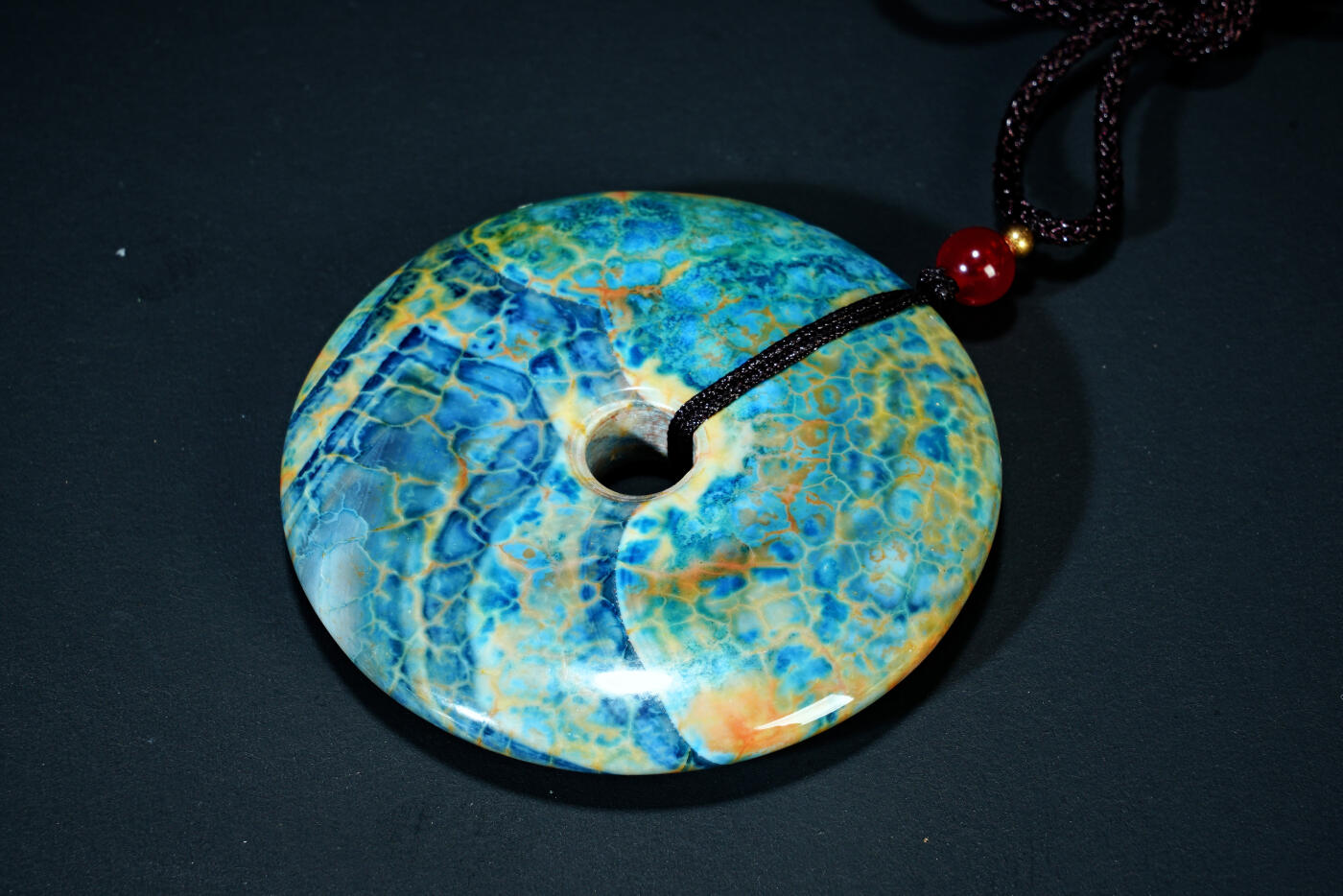 上海都达杂项专场二十一（全场包邮） 天然缠丝草花玛瑙平安扣挂件 附鉴定证书90-111