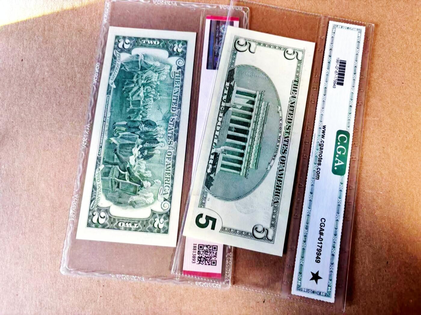 【Blue Auction】世界纸币精拍第783期——18级TOP拍卖/信誉/品质/专业/高效💫 【一组2张 含无47和补号】美国 2003年2-5美金 ACG67EPQ&CGA67EPQ