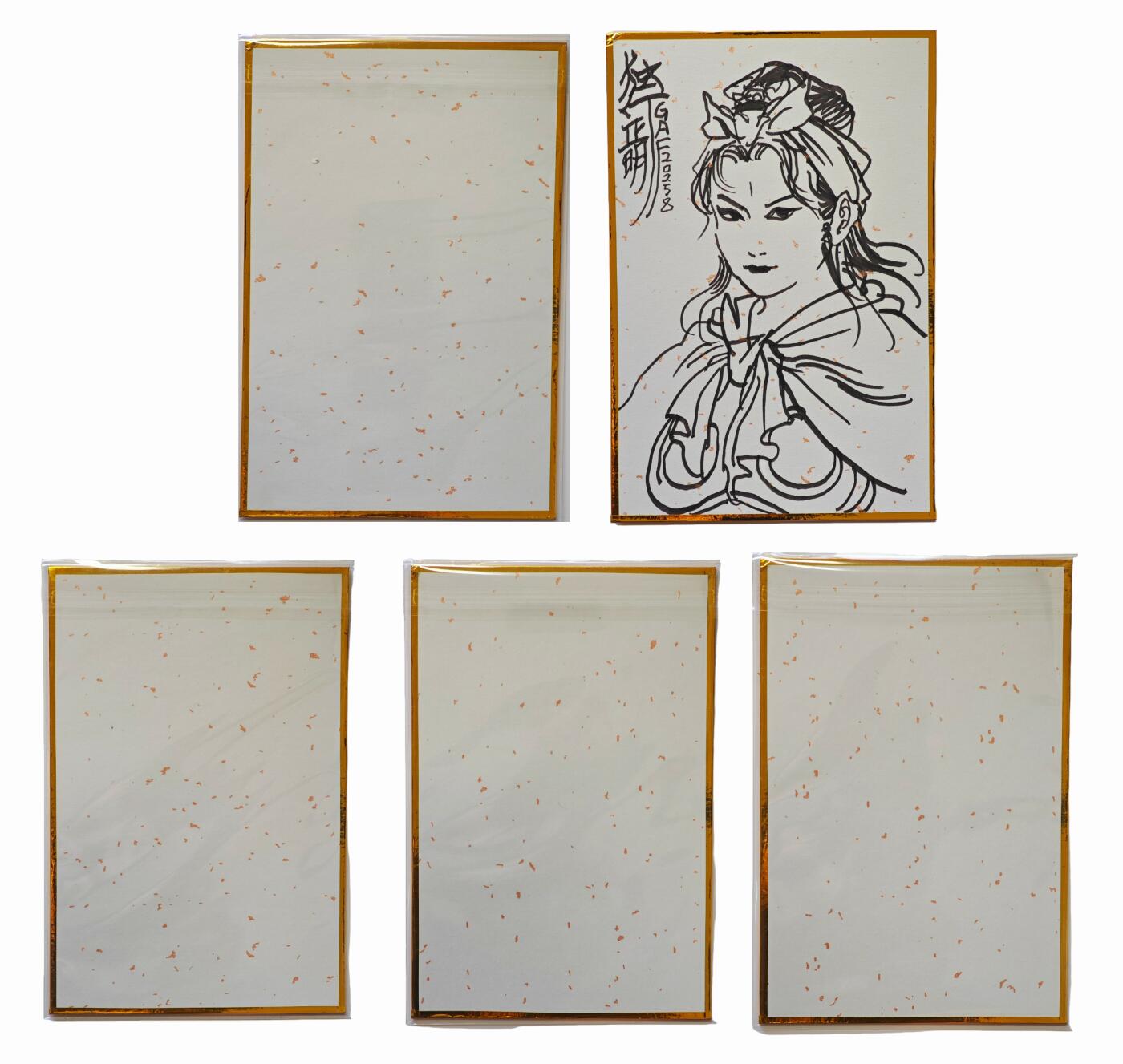 白泽拍卖卡牌手绘专场第32期（愿得长如此 年年物侯新） 2024 承匠 动物水浒 人物版梁山五虎将 色纸 5张 A5  林冲色纸独行正明签绘 扈三娘