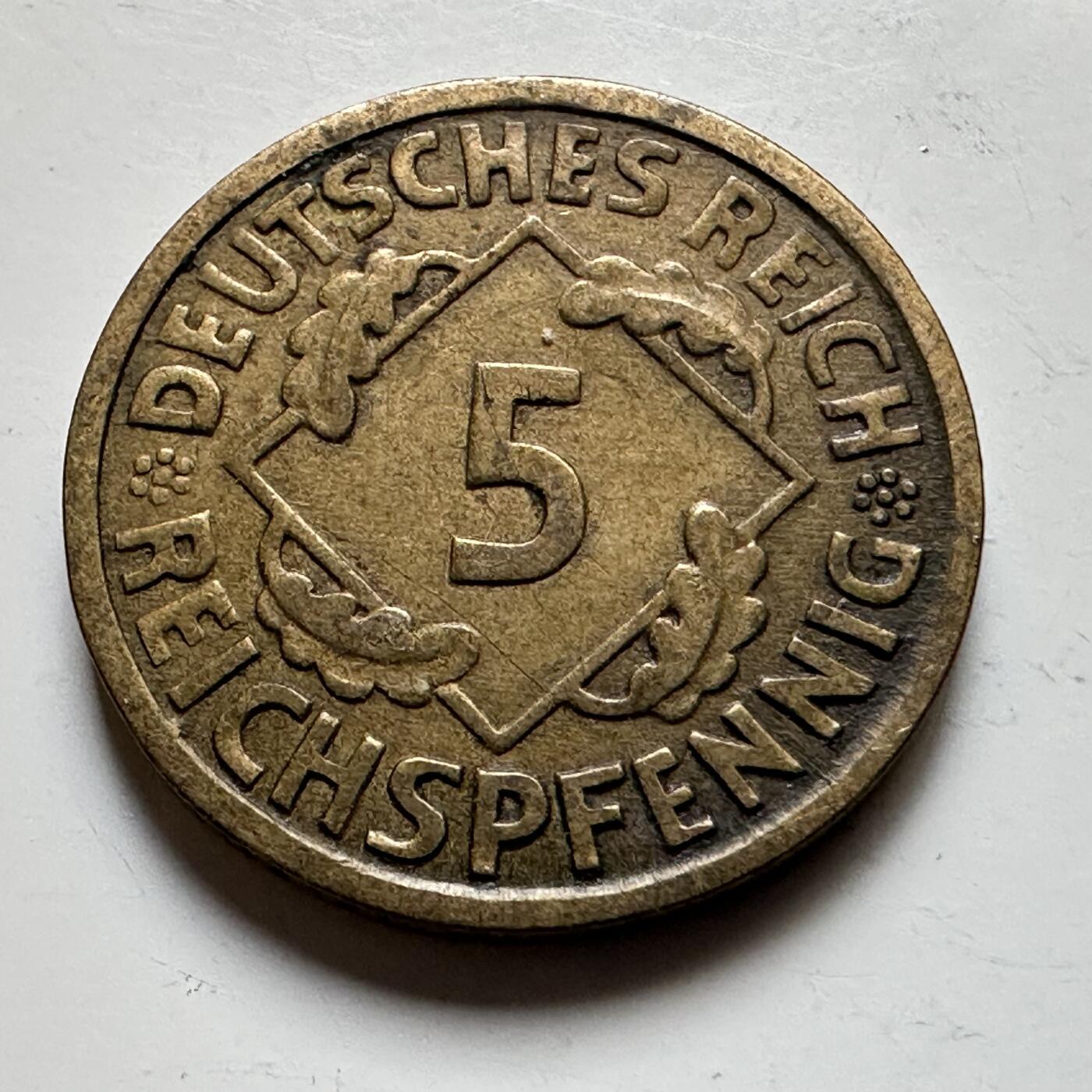 🌹外币初藏🌹🐯2026年第17场 快递将在12号停运 年前需发货的抓紧 ，年后正月十五恢复发货 魏玛共和国1926年五芬尼