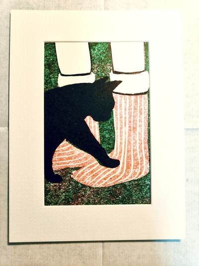 套色版画-萌宠专场 - 套色版画《安慰》