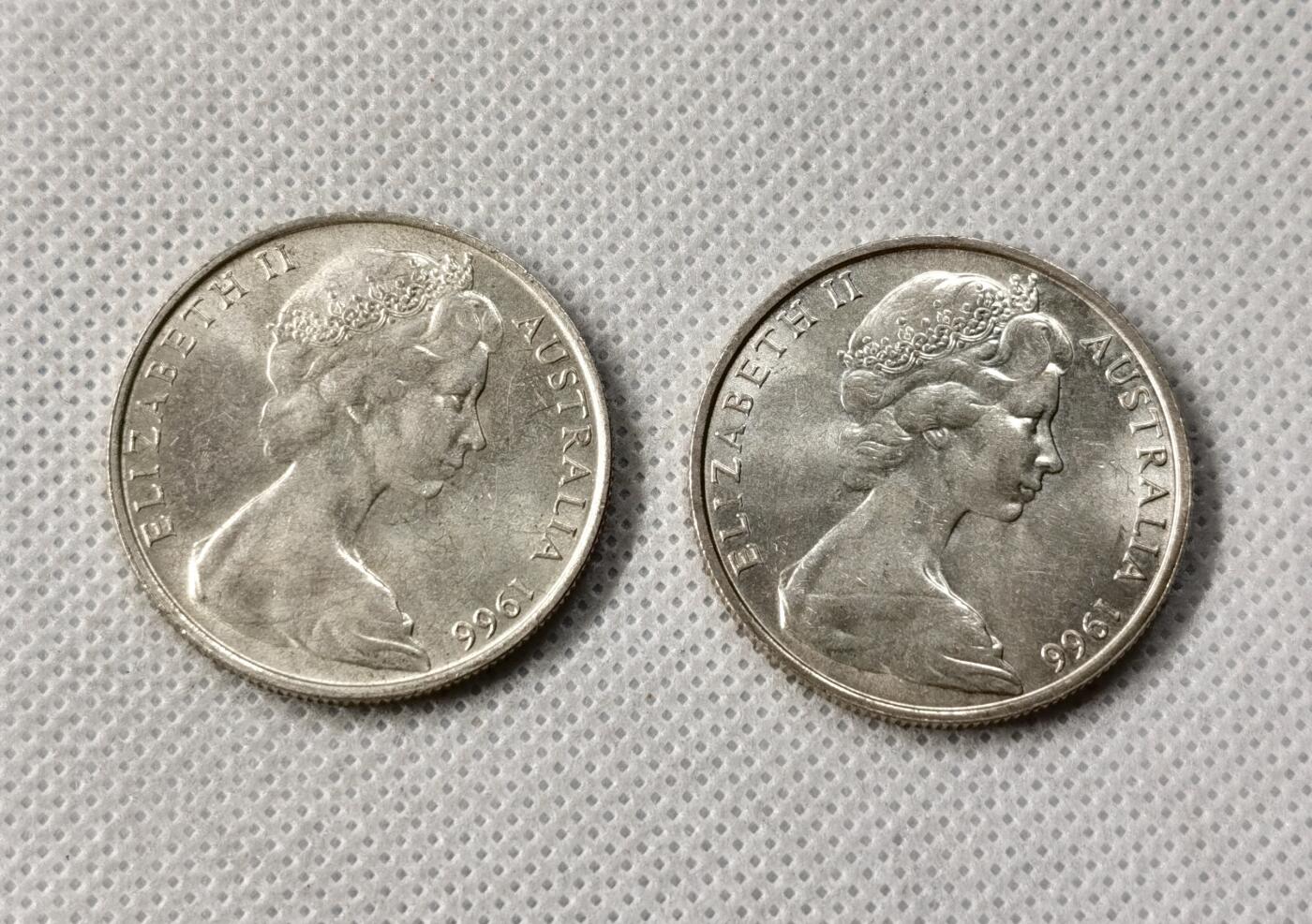 甄臻铺-世界币章拍卖（第49期）精品场拍品征集中，送拍享返佣金等优惠多多 澳大利亚 1966年 50分 伊丽莎白二世 银币 完未品转光彊烈，两枚一组，细节见图