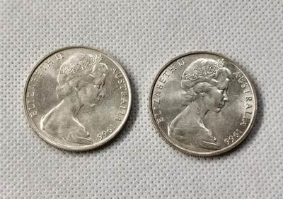 甄臻铺-世界币章拍卖（第49期）精品场拍品征集中，送拍享返佣金等优惠多多 - 澳大利亚 1966年 50分 伊丽莎白二世 银币 完未品转光彊烈，两枚一组，细节见图