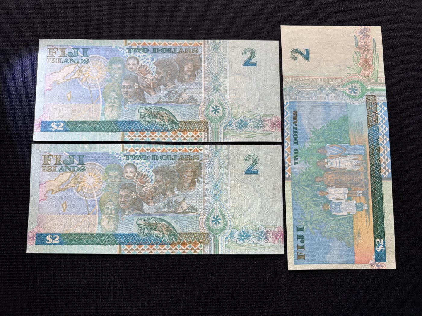 咖啡豆•收藏 2026年Feb_10th世界各国纸币拍卖 3枚 斐济岛 2元 美品近新AU 外国纸币