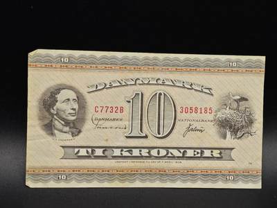 【淘币小摊】实时拍第八百六十五拍   纸币场    年前最后一周之前预留预留8号9号全部发出请更换最新收货地址不方便收货的请勿参拍或者顺丰到付 - 丹麦10克朗纸币【有折】