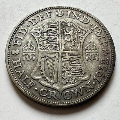 🌹外币初藏🌹🐯2026年第17场 快递将在12号停运 年前需发货的抓紧 ，年后正月十五恢复发货 - 英国1932年1/2克朗银币 14.1克50%银