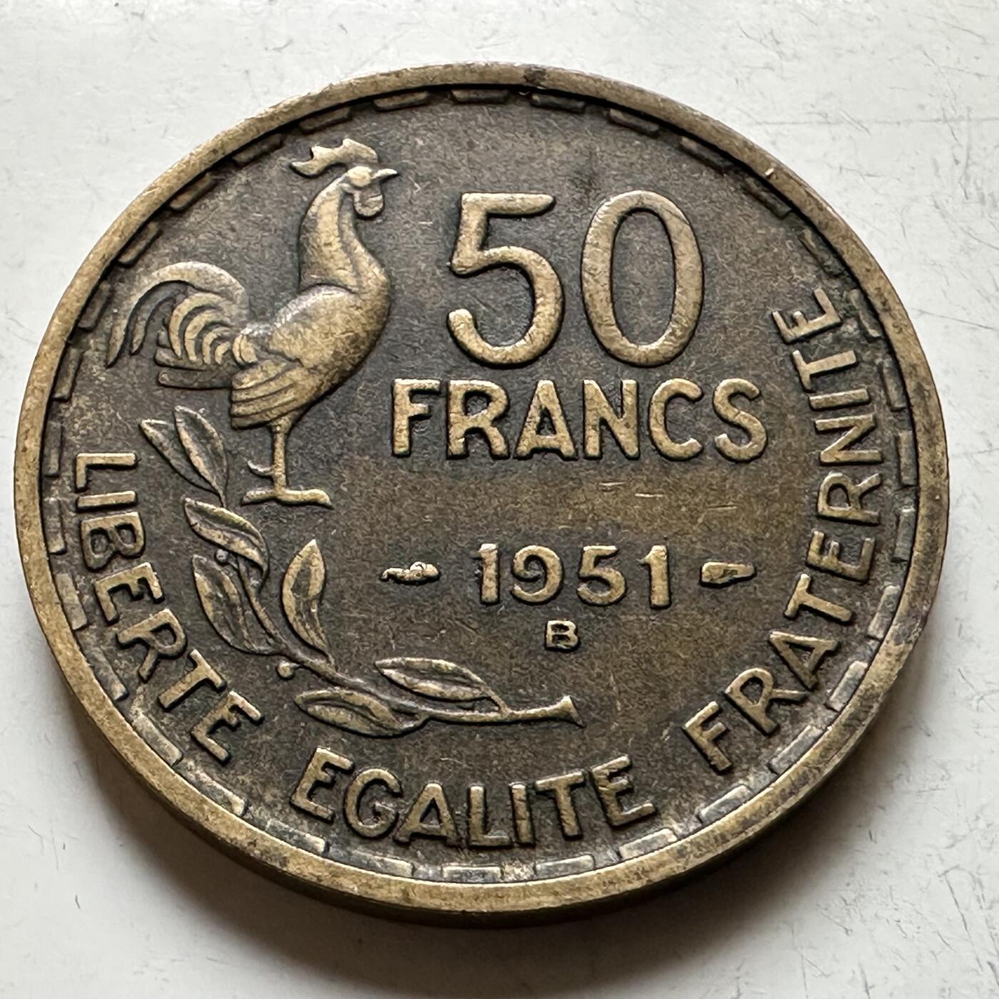 🌹外币初藏🌹🐯2026年第17场 快递将在12号停运 年前需发货的抓紧 ，年后正月十五恢复发货 法国1951年50法郎