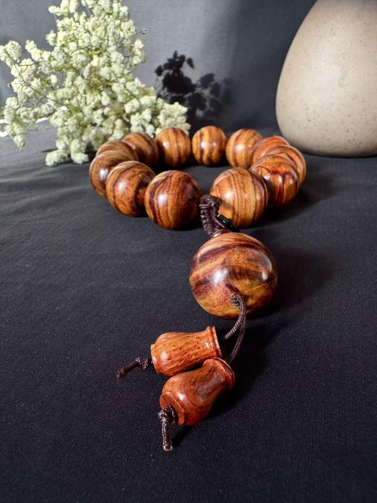 零元拍：虎皮纹海南黄花梨手串2.0