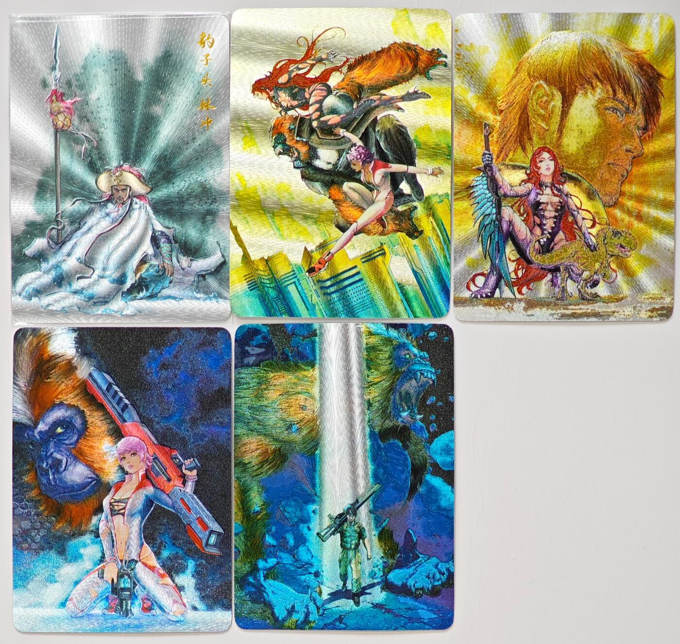 白泽拍卖卡牌手绘专场第32期（愿得长如此 年年物侯新） 2025 百里卡牌 港漫水浒 特卡再生猿 4张+林冲1张 179/350，321/350，286/350，315/350 粗闪