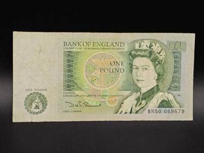 【淘币小摊】实时拍第八百六十五拍   纸币场    年前最后一周之前预留预留8号9号全部发出请更换最新收货地址不方便收货的请勿参拍或者顺丰到付 - 英国英格兰银行一镑纸币【有折】