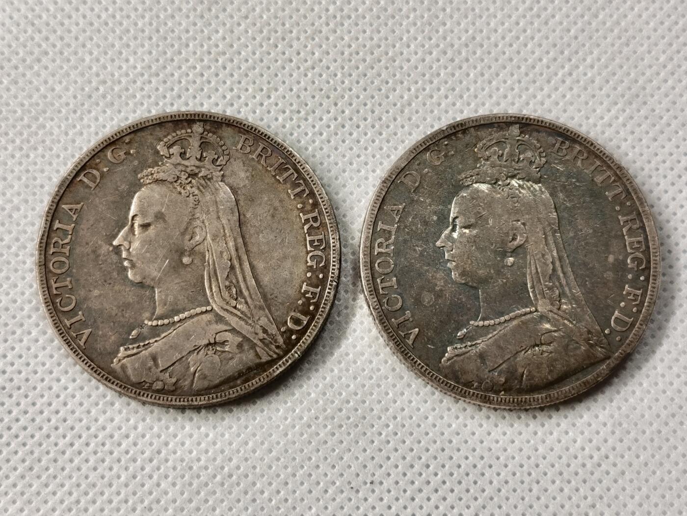 甄臻铺-世界币章拍卖（第49期）精品场拍品征集中，送拍享返佣金等优惠多多 1889马剑银币，黑色五彩包浆，细节见图，2枚一组