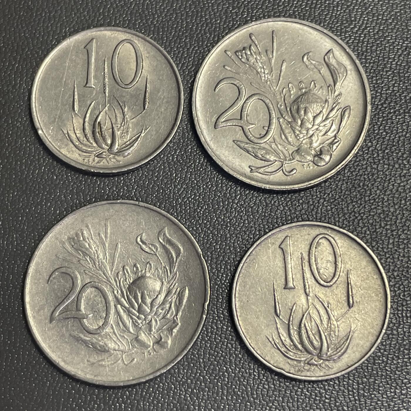 回流0207 南非10、20分两版4枚 60年代范里贝克版、80年代植物版