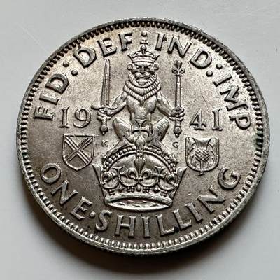 🌹外币初藏🌹🐯2026年第17场 快递将在12号停运 年前需发货的抓紧 ，年后正月十五恢复发货 - 英国1941年一先令银币 5.65克50%银 原光好品