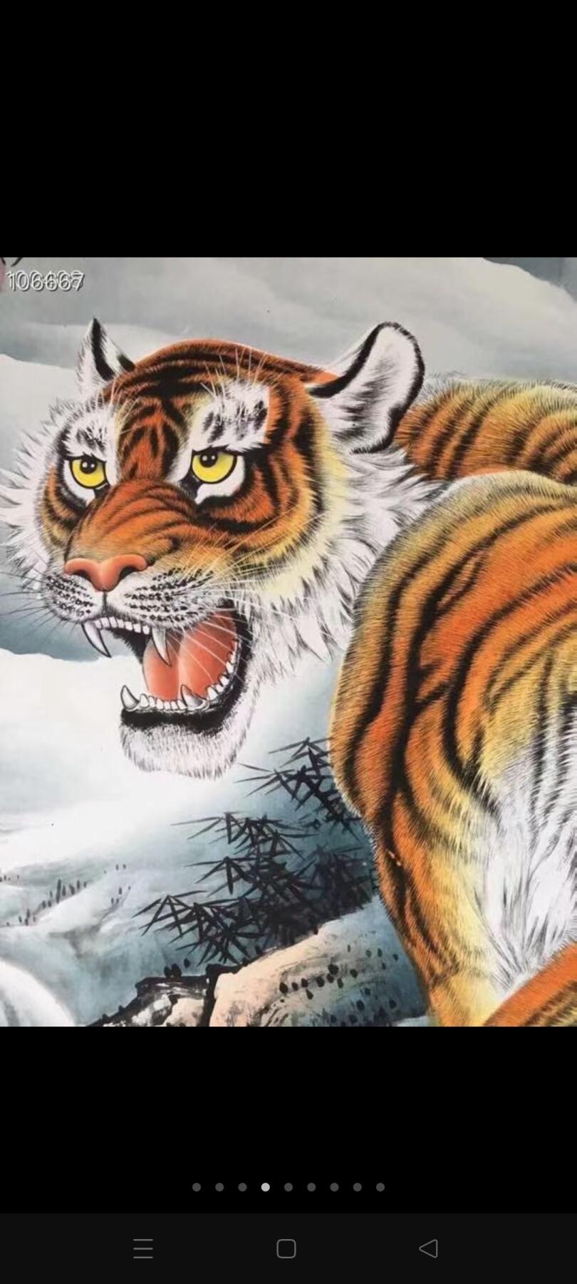 名画家李大成上山虎，工笔画，复杂精细细致入微栩栩如生、霸气侧漏步步高升，寓意深远，回首一啸气震山河，驱鬼辟邪镇宅，包浆浑厚自然，保存完好无损