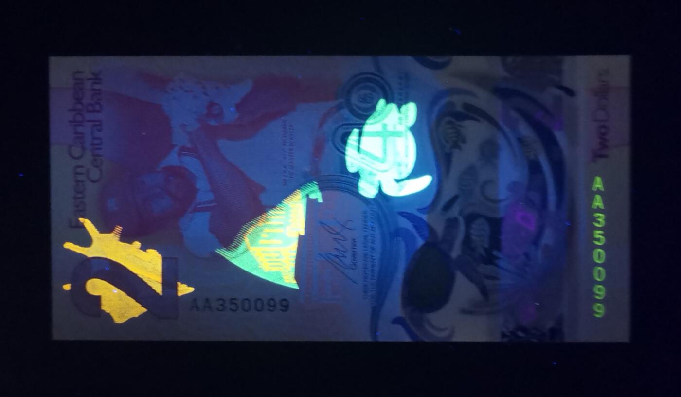 《艾美收藏》第231期-2.8周日外币精品(春节前收官)-世界最佳纸币特辑 东加勒比2023年首发AA冠2元UNC无47，央行成立40周年纪念钞，IBNS获奖钞 Pick#60a	陈