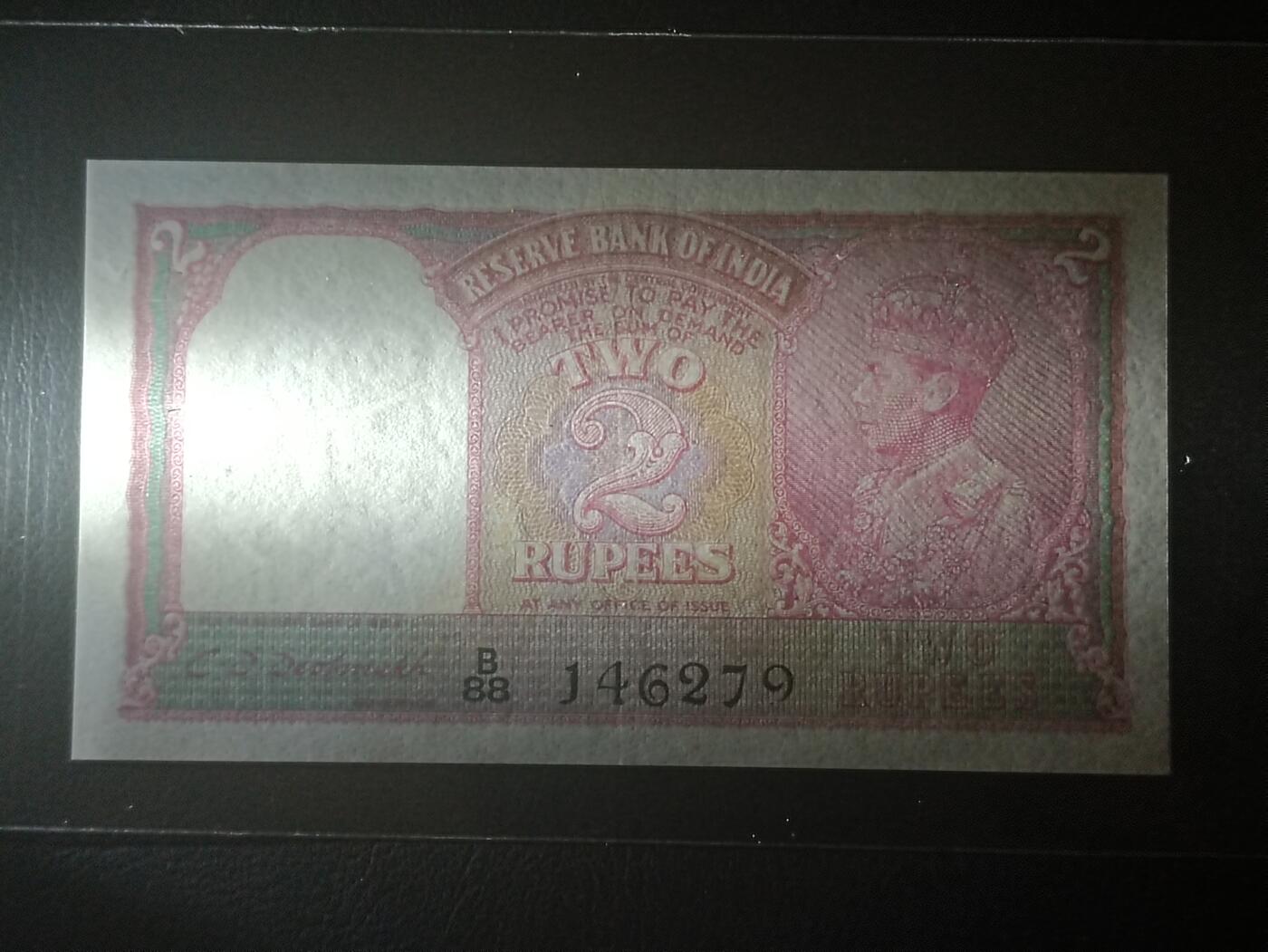 【年前末拍！】2026二月第二期，总216期 英属印度1937版2卢比AUNC有针孔，乔治六世国王