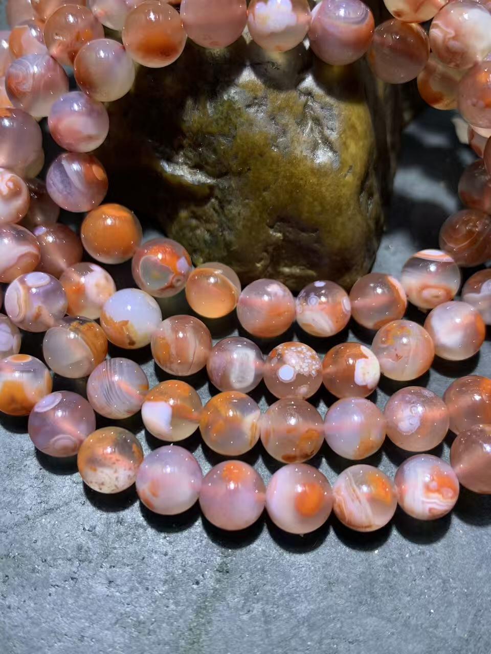 川料南红玛瑙荔枝冻飘红108多圈手串（项链）一条，