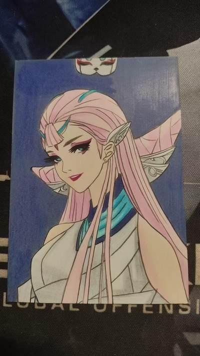 精品手绘--顶流HIT画师：霜--1/1--粉发美女 - 精品手绘--顶流HIT画师：霜--1/1--粉发美女