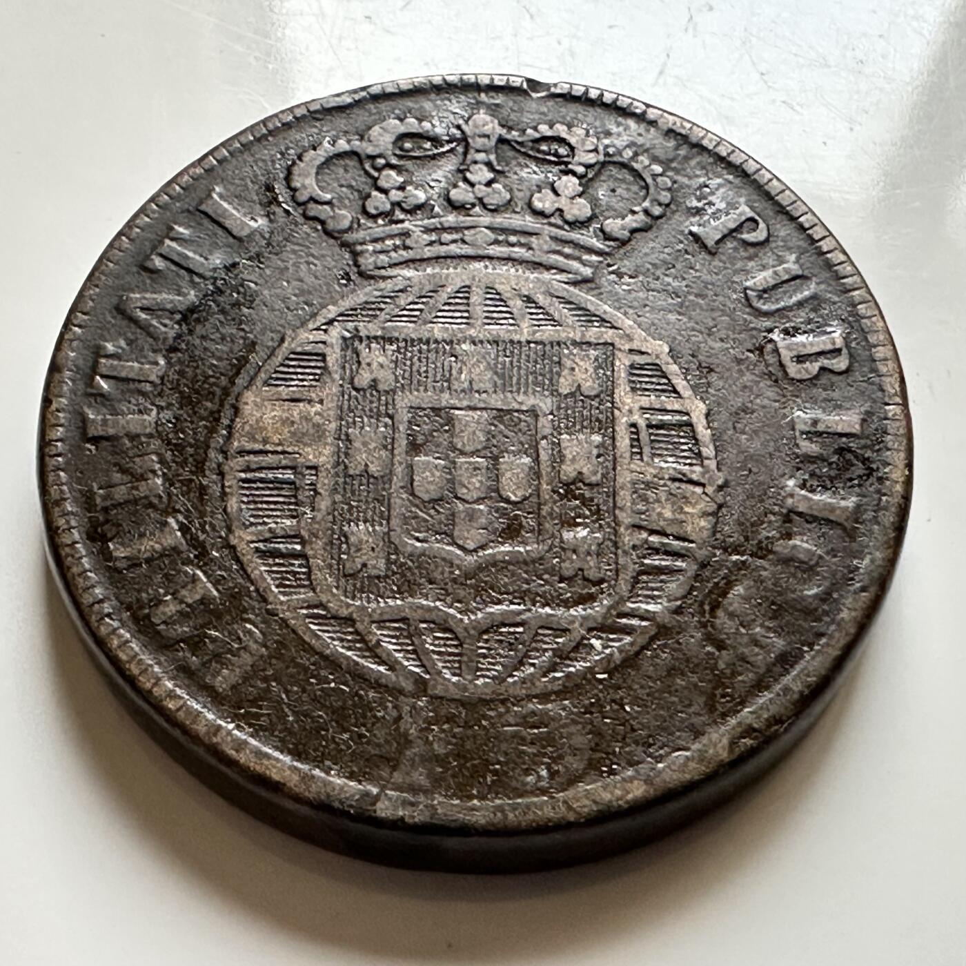 🌹外币初藏🌹🐯2026年第17场 快递将在12号停运 年前需发货的抓紧 ，年后正月十五恢复发货 葡萄牙-巴西联合王国 1822年 若昂六世 40瑞斯铜币（葡巴通用）35.3毫米36克厚重