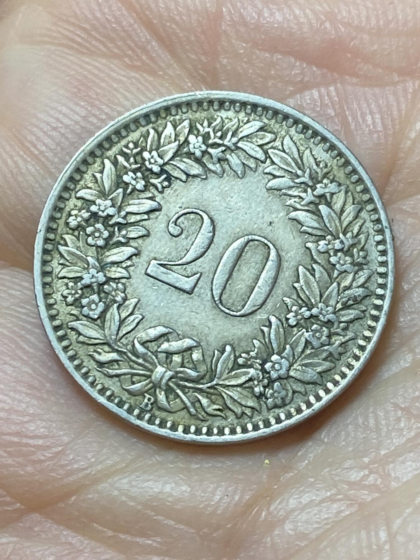 2026年第二十场(总第一百八十九场）外国好品散币场(免佣金) 少见早期年份–瑞士🇨🇭1943年20拉彭(二战期间，B标伯尔尼造)