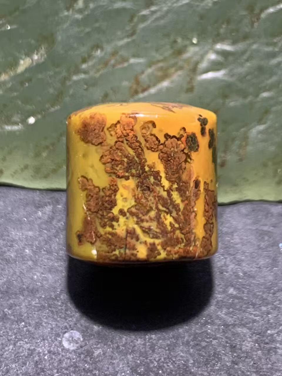 草花纹战国红玛瑙通货直桶桶珠一颗