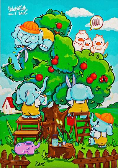 白泽拍卖卡牌手绘专场第32期（愿得长如此 年年物侯新） - 2021 BALA复制画 gugu  bala背签绘