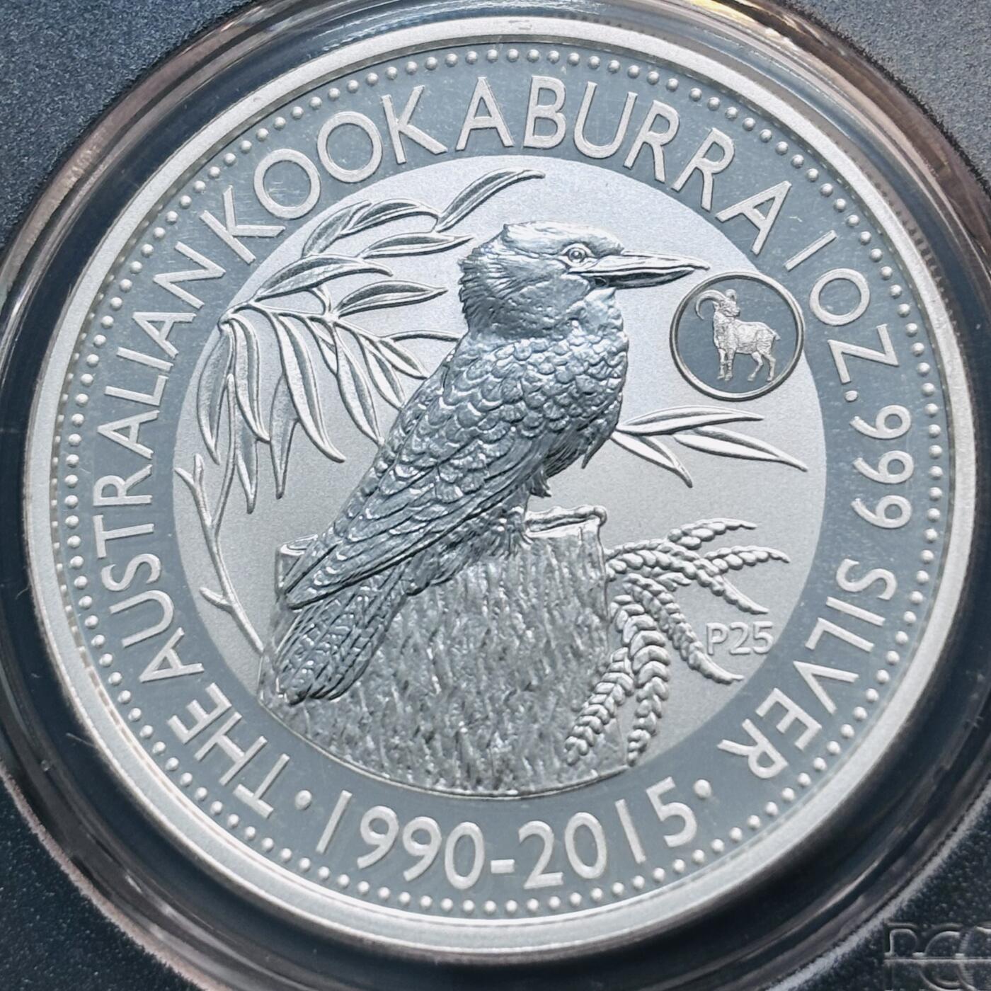 【金马踏春，泉马奔腾】2026 年新年贺岁场，（定于年初五接财神截拍）祝各位老板马到成功，马上有钱，愿岁岁平安喜乐顺遂 2015 年澳大利亚笑翠鸟系列 1 元银币 PCGS 评级 MS69 亚军分，羊年标签，31.1 克 999 纯银