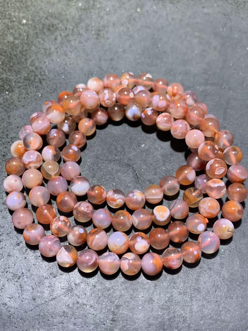 川料南红玛瑙荔枝冻飘红108多圈手串（项链）一条，