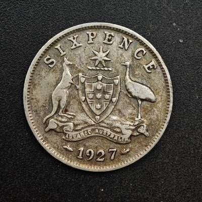 【淘币小摊】实时拍第八百六十七拍   小银币散币场    年前最后一周之前预留8号9号全部发出请更换最新收货地址不方便收货的请勿参拍或者顺丰到付 - 澳大利亚1927年乔治五世6便士银币