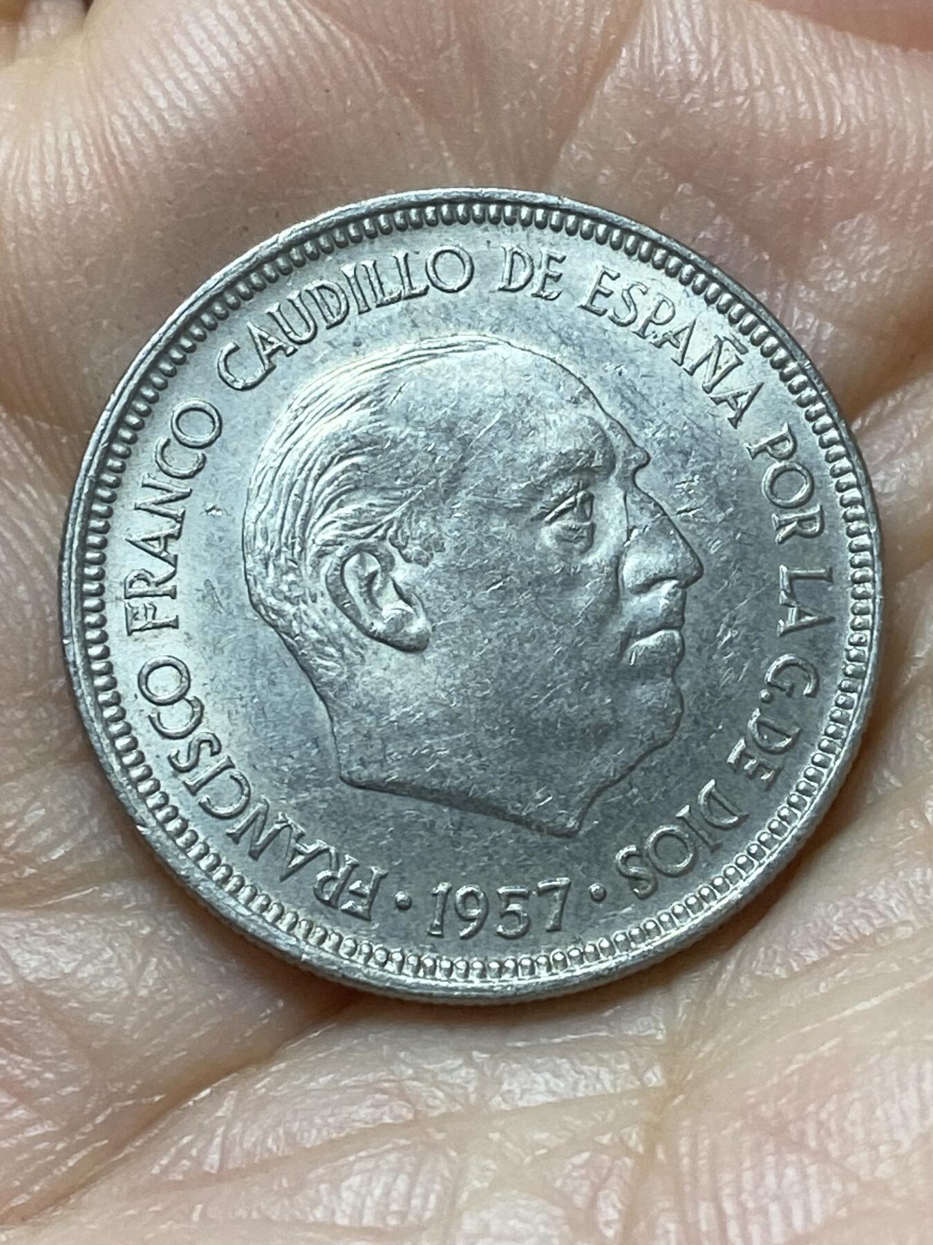 2026年第二十场(总第一百八十九场）外国好品散币场(免佣金) 西班牙🇪🇸1957年5比塞塔(弗朗哥执政时期)