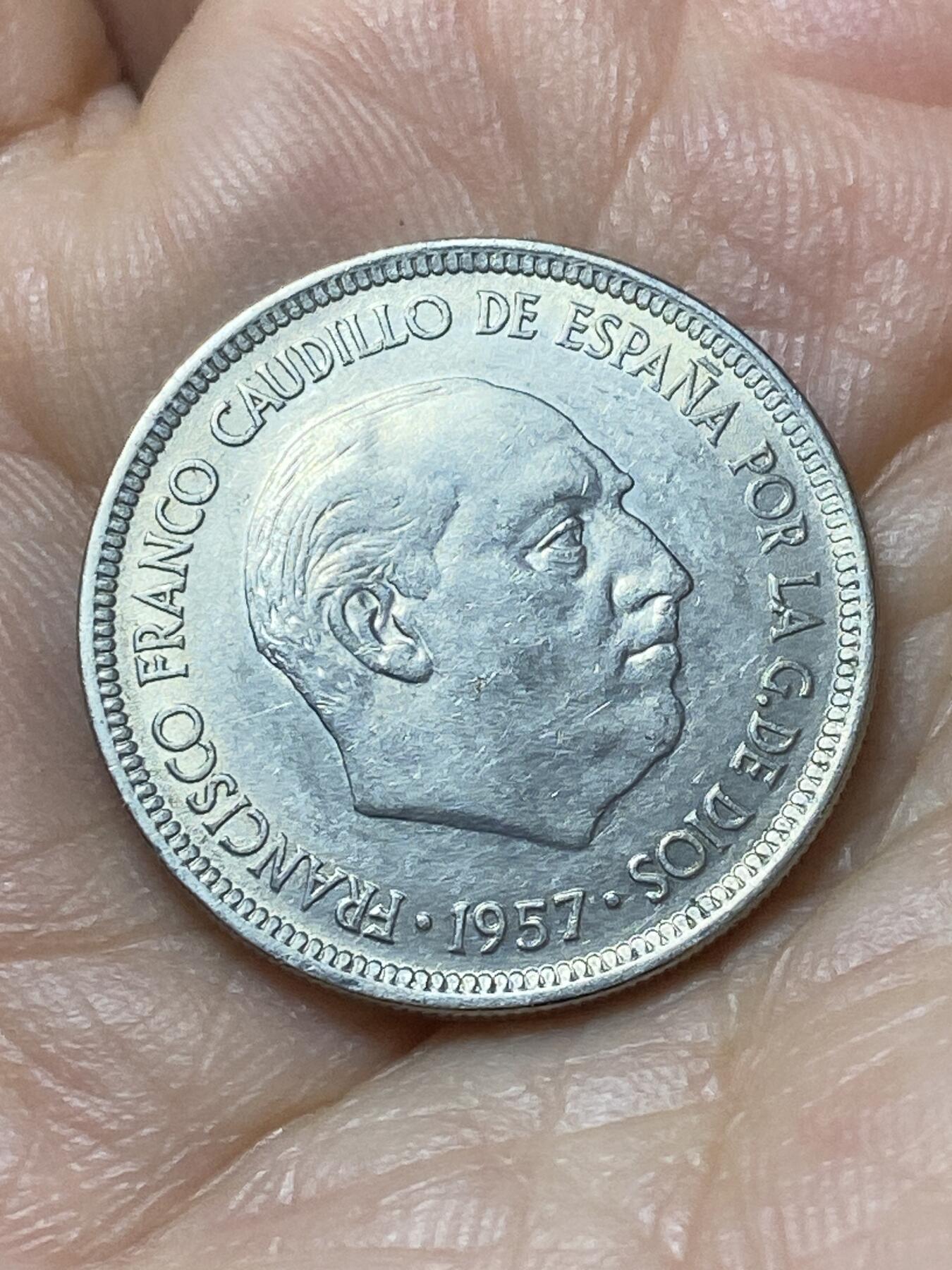 2026年第二十场(总第一百八十九场）外国好品散币场(免佣金) 西班牙🇪🇸1957(60)年5比塞塔(弗朗哥执政时期)