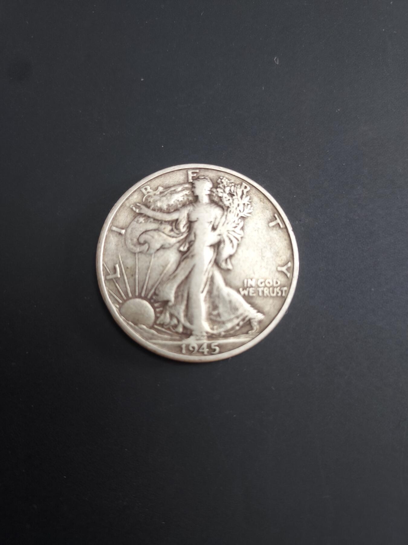 博彦收藏   2月9日 8点钱币专场 全场包邮 1945 美国半圆银币 12.5g 0.9银 