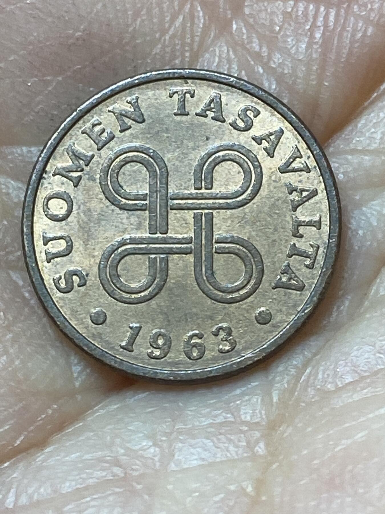 2026年第二十场(总第一百八十九场）外国好品散币场(免佣金) 芬兰🇫🇮1963年1盆尼(独立后第三套第一版，首发年)