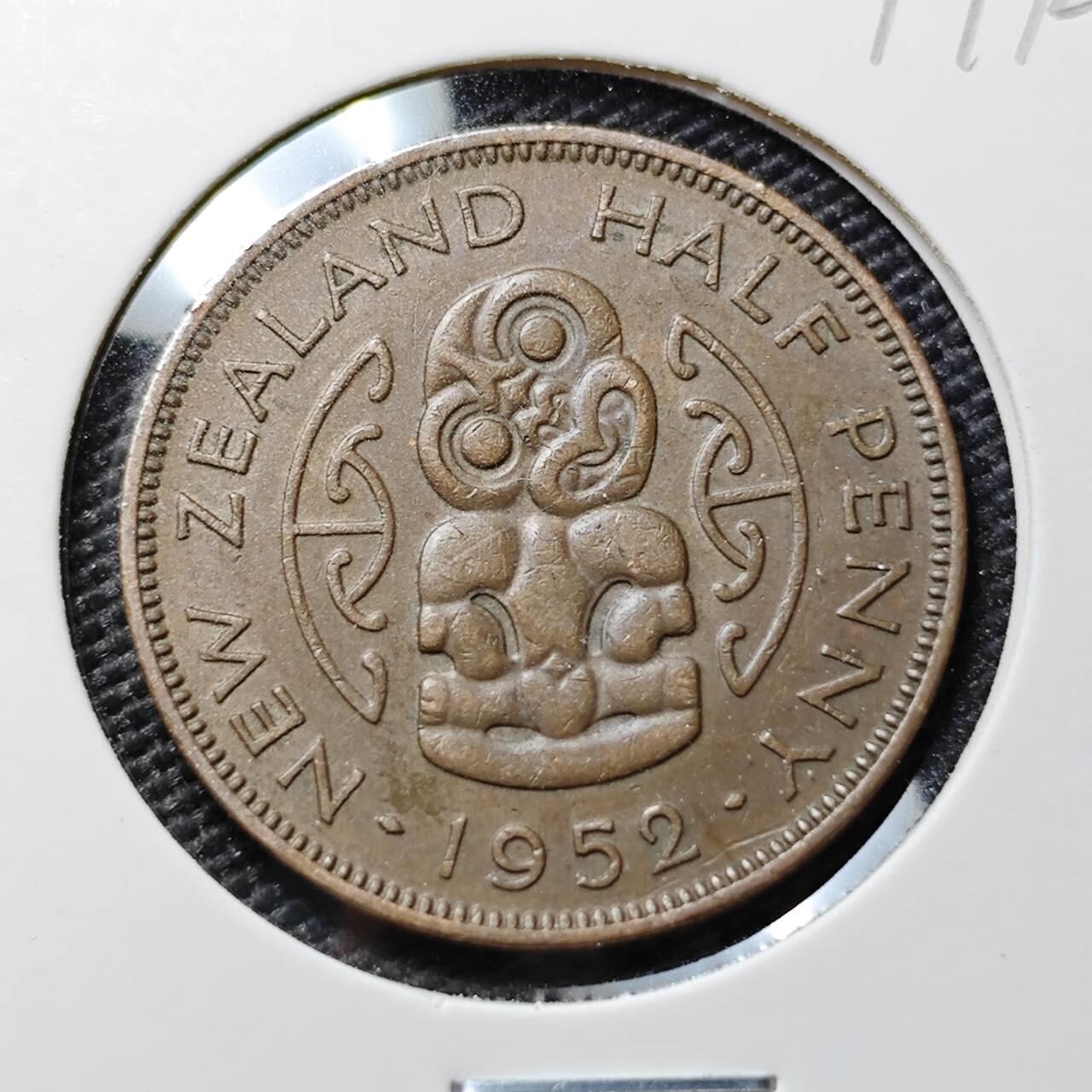 KK钱币收藏小铺  第394期  2月预留时间 周末发货  1952新西兰乔六半便士铜币