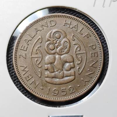 KK钱币收藏小铺  第394期  2月预留时间 周末发货 -  1952新西兰乔六半便士铜币