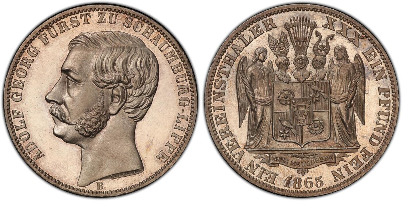 博洋堂“心向春光”2月精品大拍专场暨第160期（全场包邮） PCGS PR65CAM 德国绍姆堡利普1865年天使盾徽精制泰勒，小邦国名誉品，仅有1枚更高分，足以终身收藏！