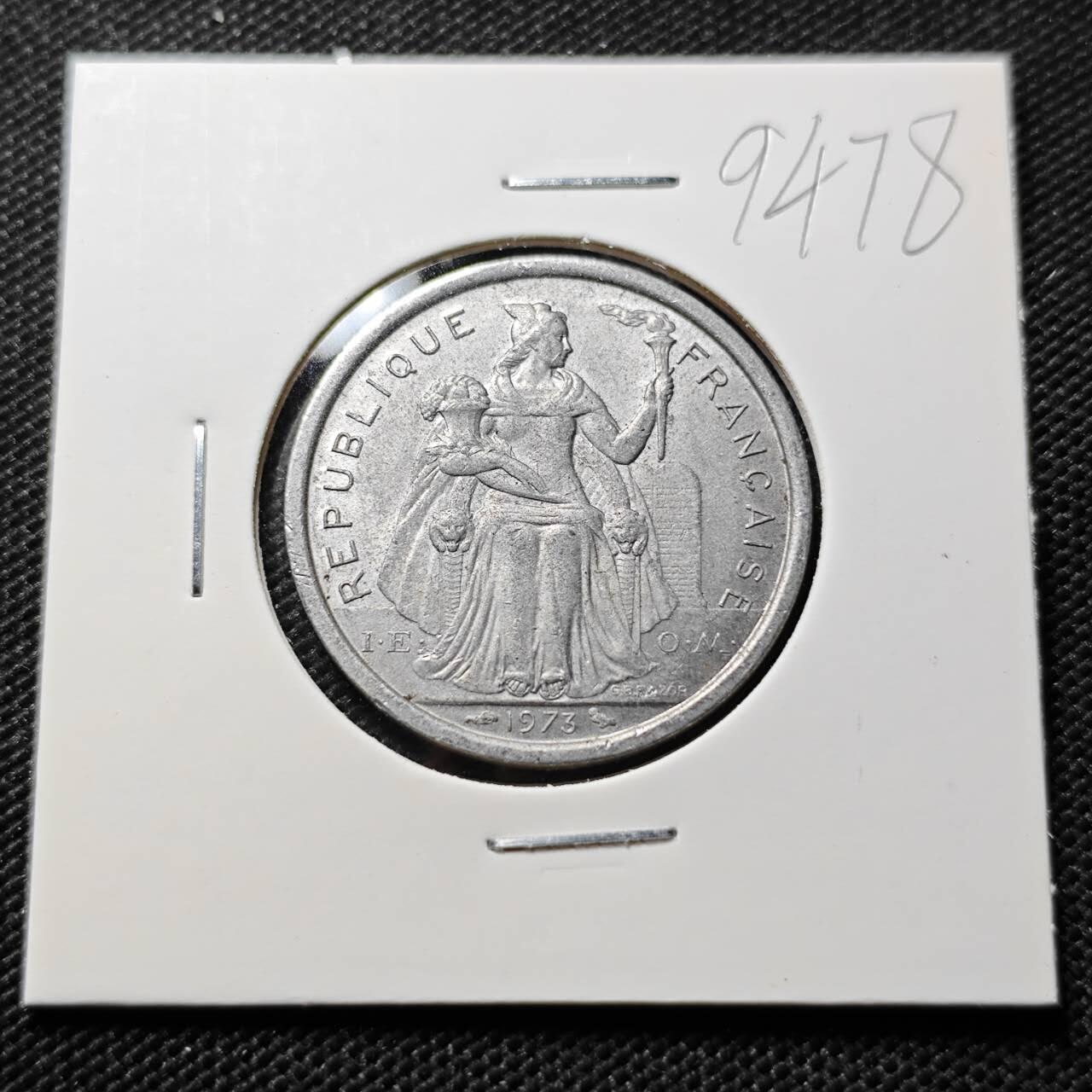 KK钱币收藏小铺  第394期  2月预留时间 周末发货 1973法属新喀里多尼亚2法郎 