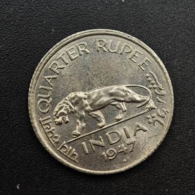  【淘币小摊】限时拍第八百六十六拍   散币场    年前最后一周之前预留8号9号全部发出请更换最新收货地址不方便收货的请勿参拍或者顺丰到付 - 印度1947年乔治六世1/4卢比镍币