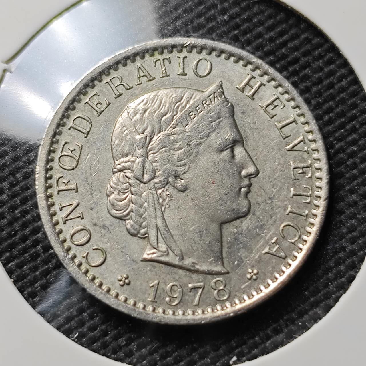 KK钱币收藏小铺  第394期  2月预留时间 周末发货 1978瑞士20分 