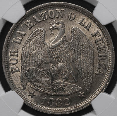 修遠堂世界钱币第104期 - NGC MS63 1882年智利1比索大银币