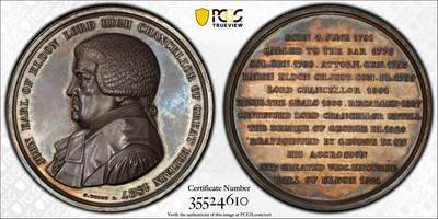 博洋堂“心向春光”2月精品大拍专场暨第160期（全场包邮） - PCGS SP64 英国1827年大法官纪念银章，背面记录法官一生，深打欧洲老彩包浆，300年的绝美收藏级天花板