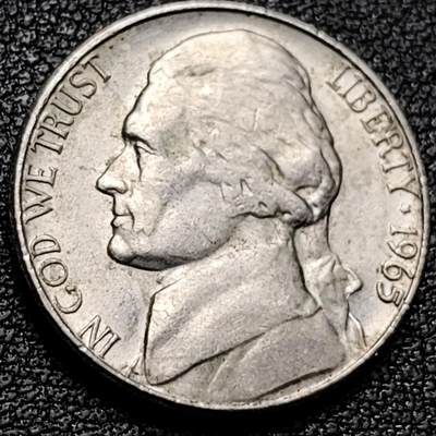 泉币菌-第181场- 精品福利场 - 美国1965年5美分纪念币 杰斐逊 及 故居蒙蒂塞洛庄园 21mm 