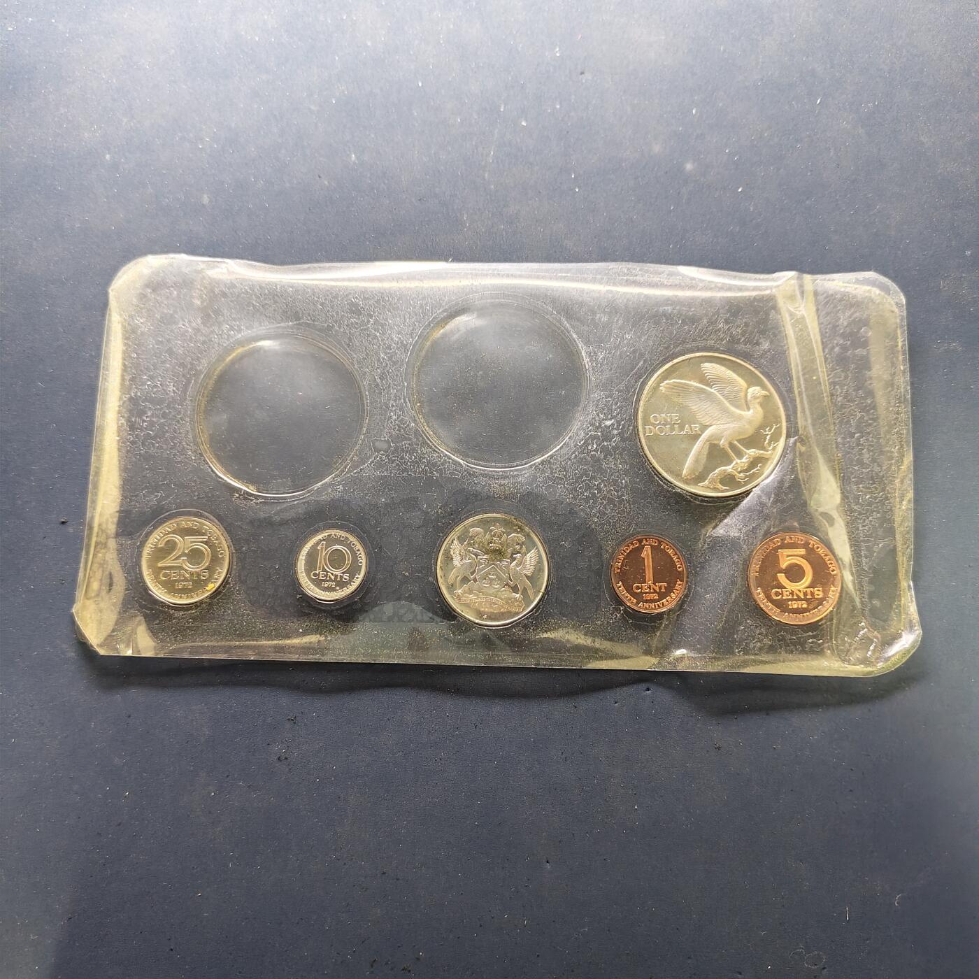 【全场包邮】纯粹捡漏拍501场-持续更新中 特立尼达和多巴哥1972年独立十周年纪念版官方精制套币-无银币+原盒