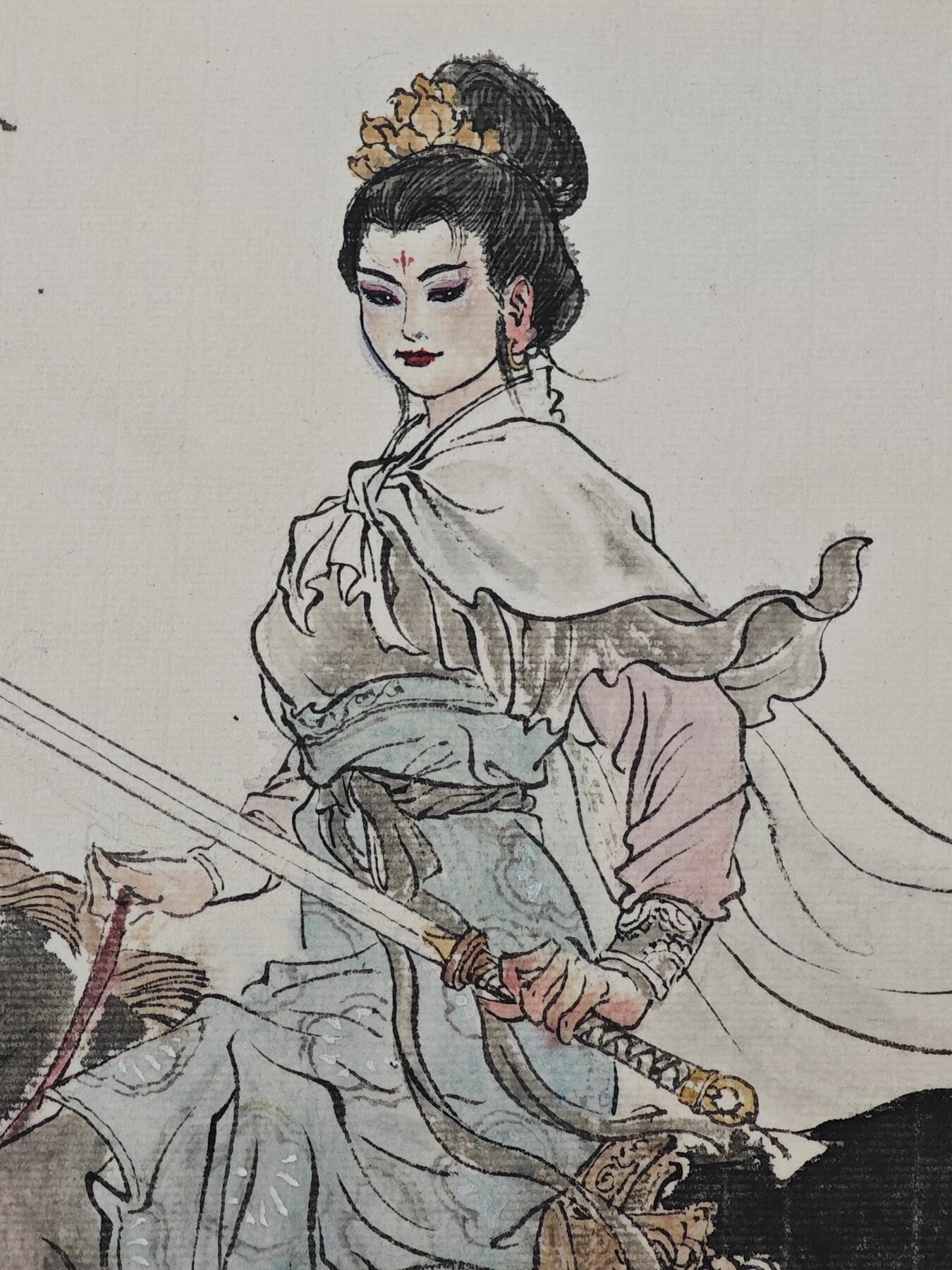 白泽拍卖卡牌手绘专场第32期（愿得长如此 年年物侯新） 2025 独行正明手绘画 扈三娘 尺寸：37.7cm*37.8cm  独行正明亲签