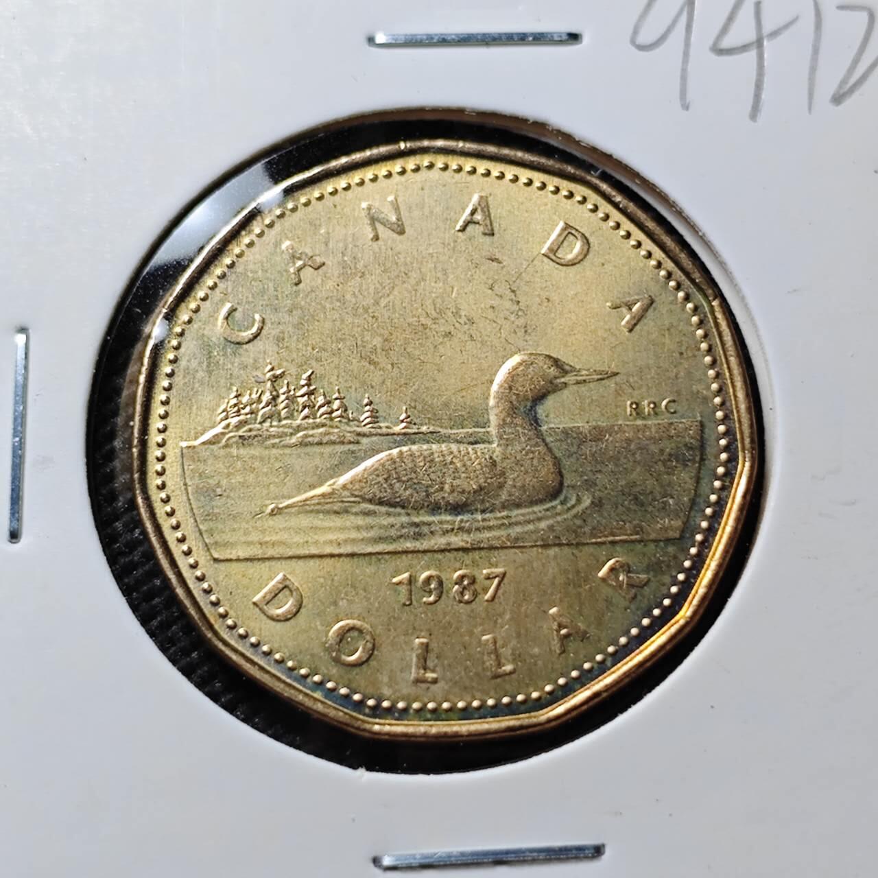 KK钱币收藏小铺  第394期  2月预留时间 周末发货 1987加拿大1元 好品